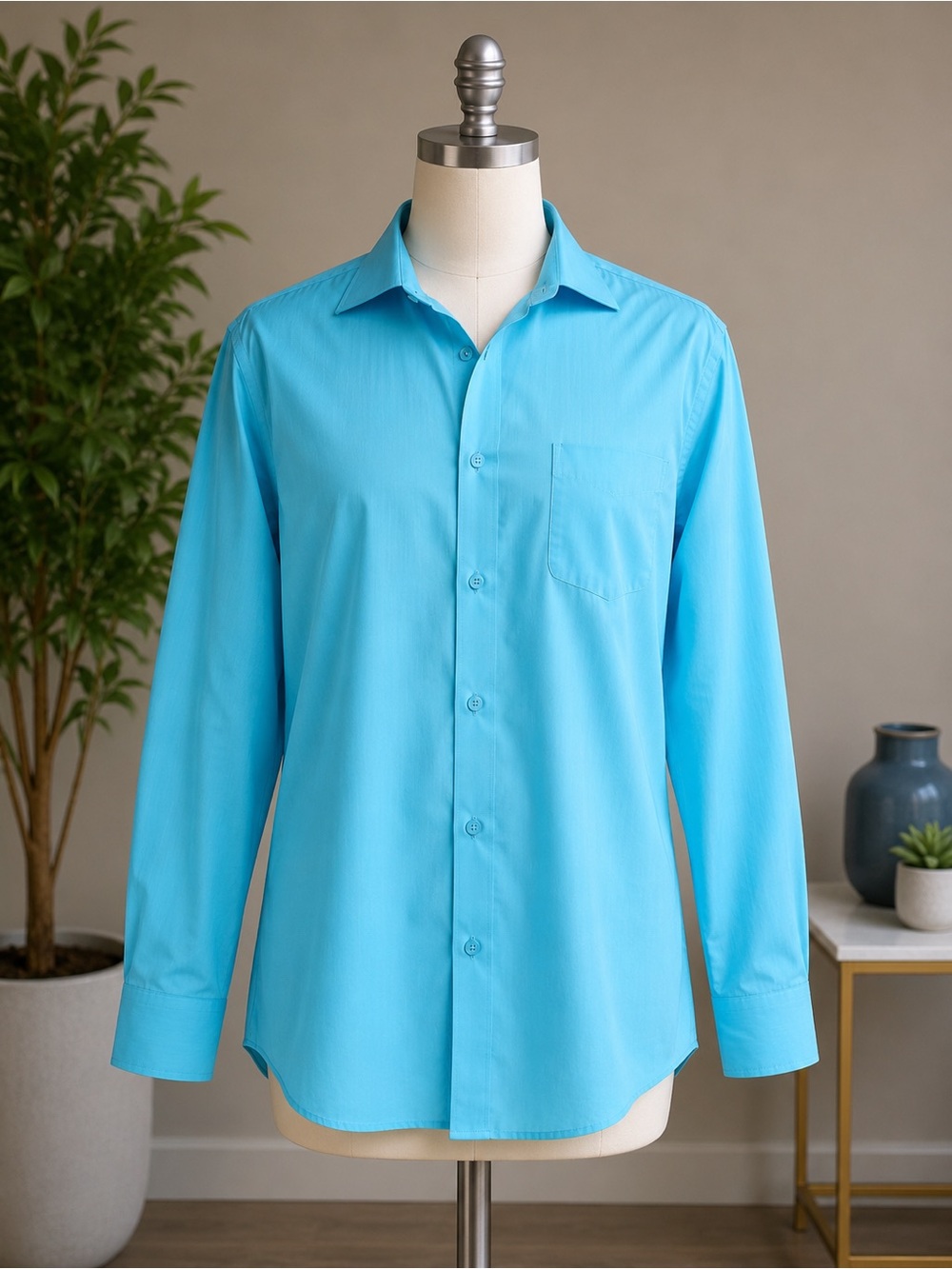 Classic Men’s Long-Sleeve Dress Shirt - Turquoise